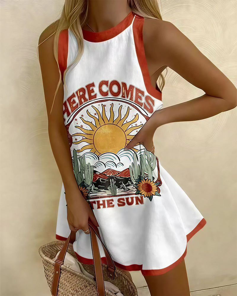 Curvvvy® Summer Printed Sleeveless Beach Dress