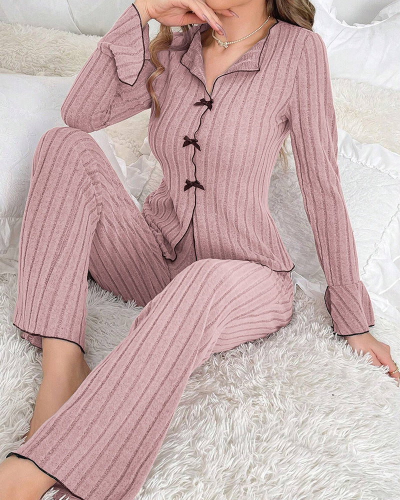 Curvvvy® Homewear set with a lapel bow tie