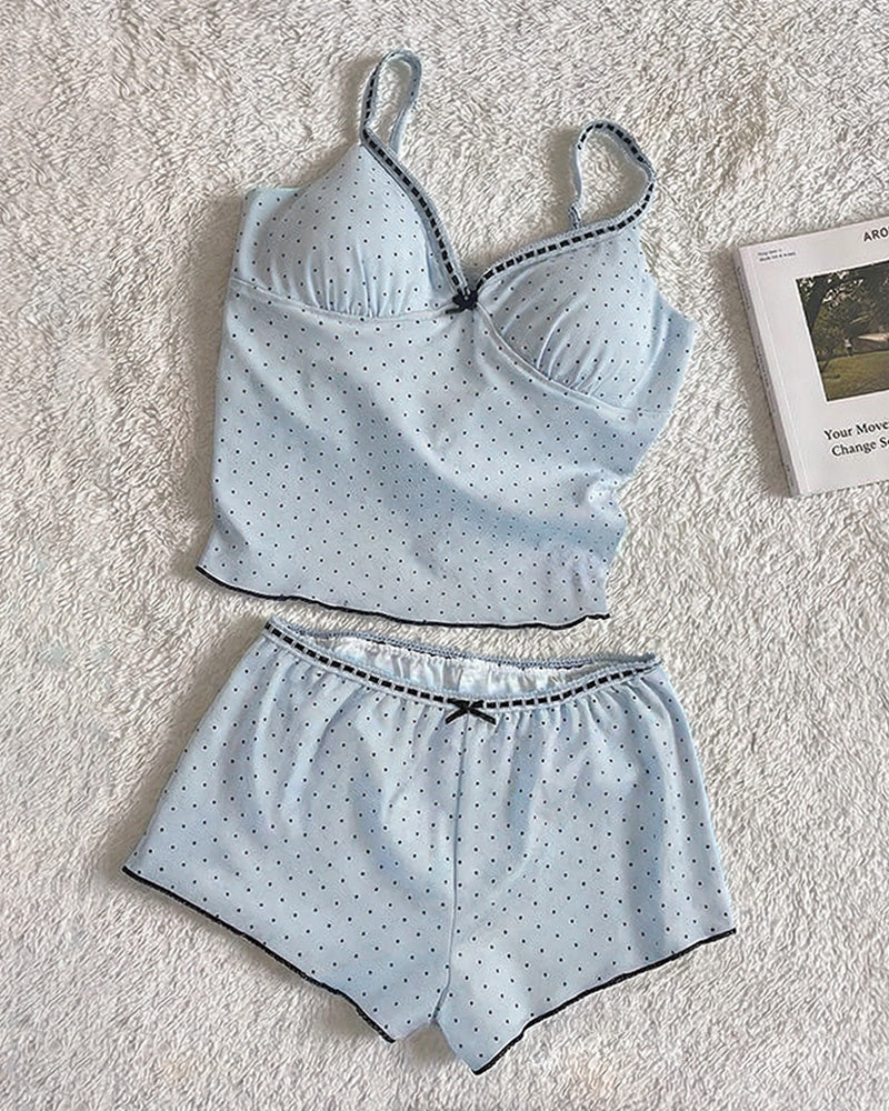 Curvvvy® Hot Girl Summer Ruffled Dot Print Sleepwear set