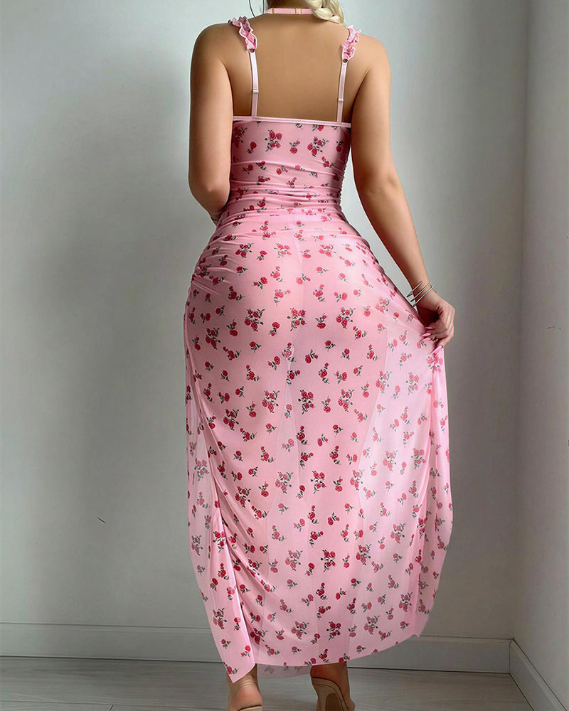 Curvvvy® Sheer Floral Sexy Nightdress Set