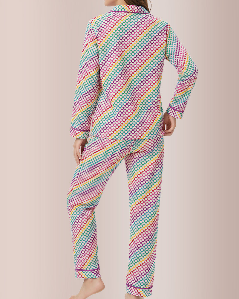 Curvvvy® Long-Sleeved Buttoned Wide-Leg Pajama Set