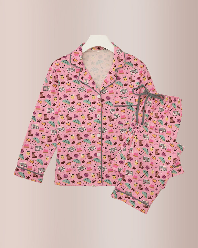 Curvvvy® Long-Sleeved Buttoned Wide-Leg Pajama Set