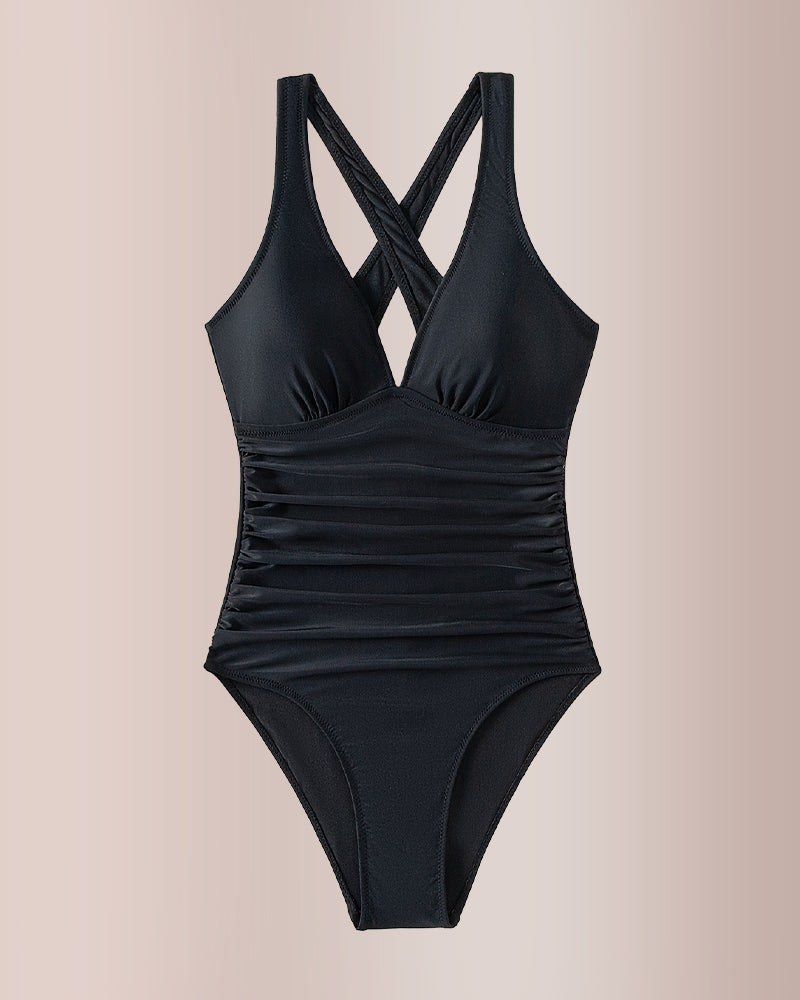 Curvvvy® Women’s Ruched Tummy Control One-Piece Swimsuit