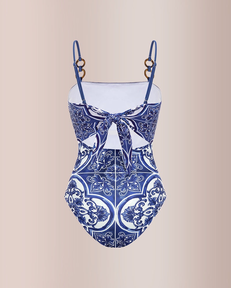 Curvvvy® Majolica Print Sling One-Piece Swimwear
