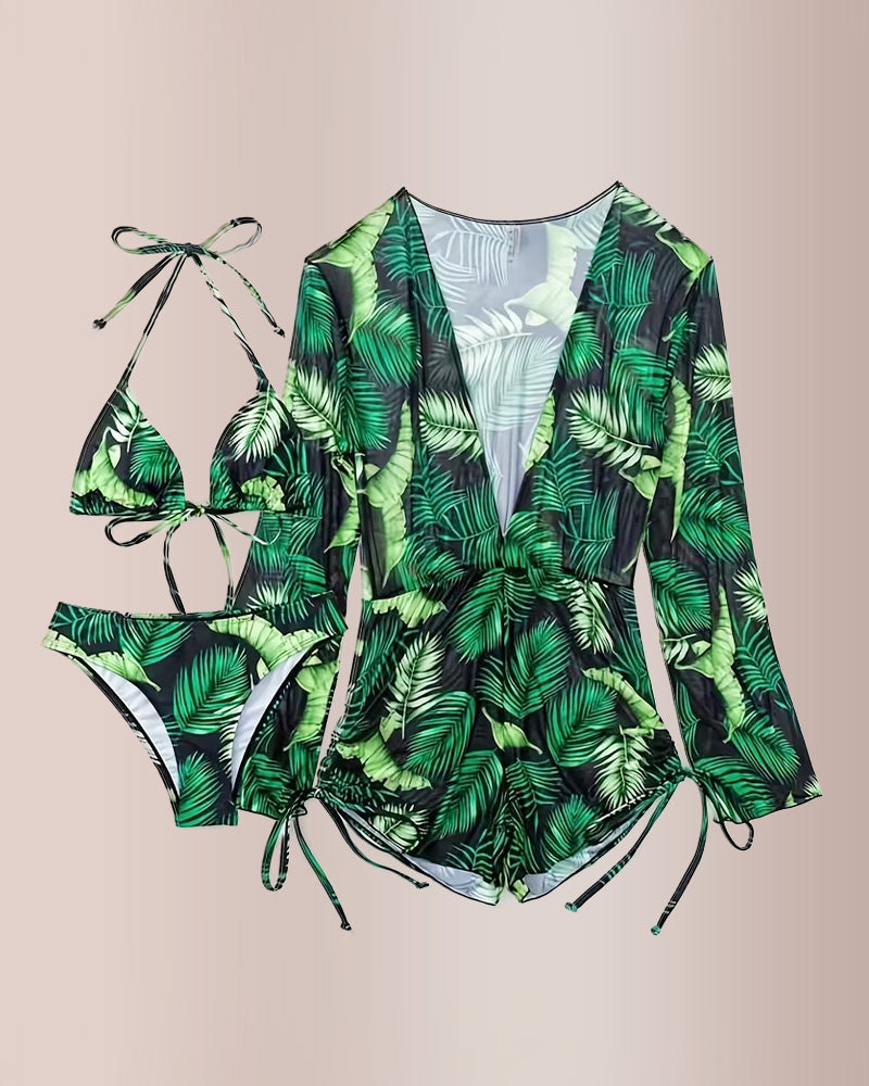 Curvvvy® Tropical Mesh 3-Piece Bikini Swimwear