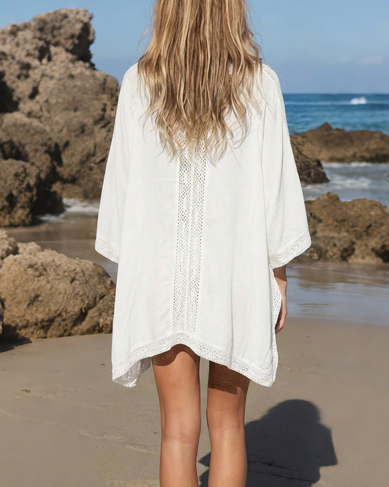 Curvvvy® Loose Lace-Panel Sun-Protective Beach Cover-Up Swimwear