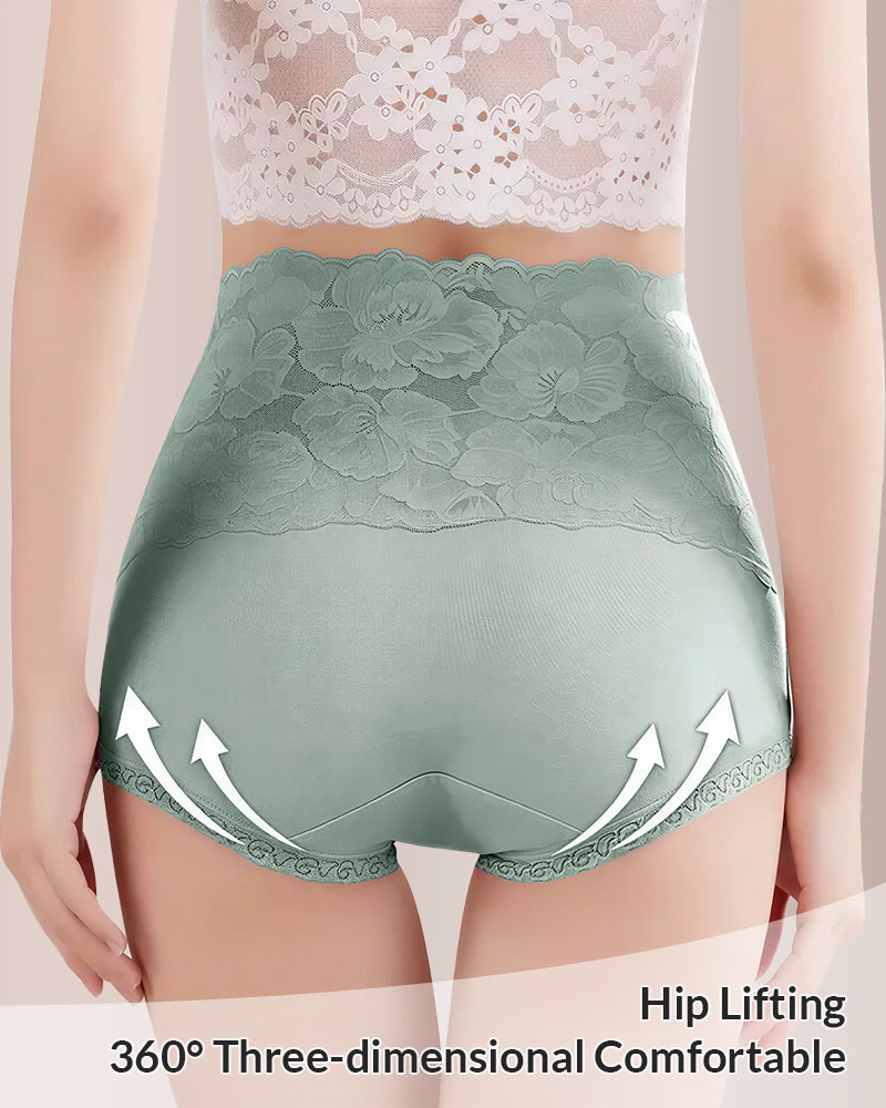 Curvvvy® High-Waisted Tummy-Control Pure Cotton Lace Panties