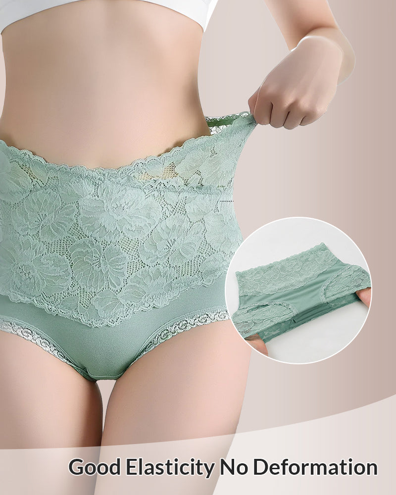 Curvvvy® High-Waisted Tummy-Control Pure Cotton Lace Panties