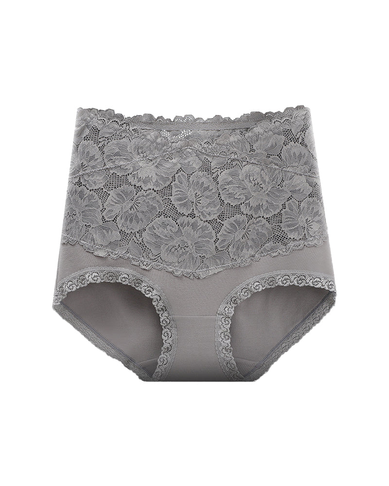 Curvvvy® High-Waisted Tummy-Control Pure Cotton Lace Panties