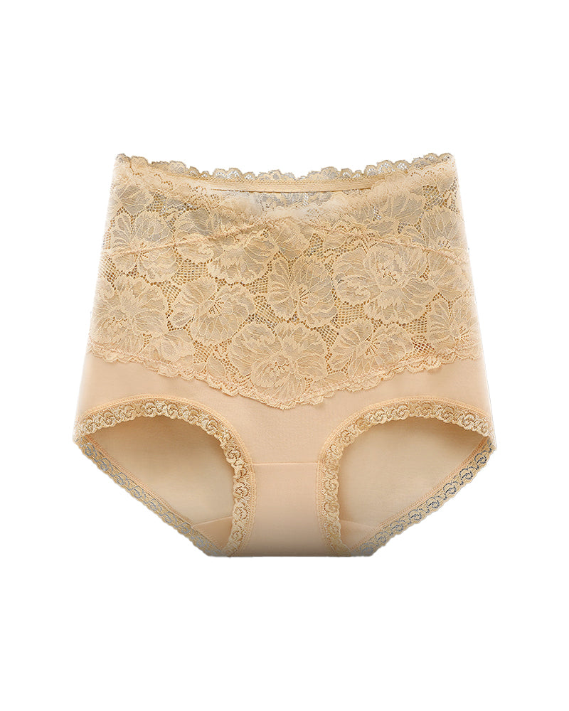 Curvvvy® High-Waisted Tummy-Control Pure Cotton Lace Panties