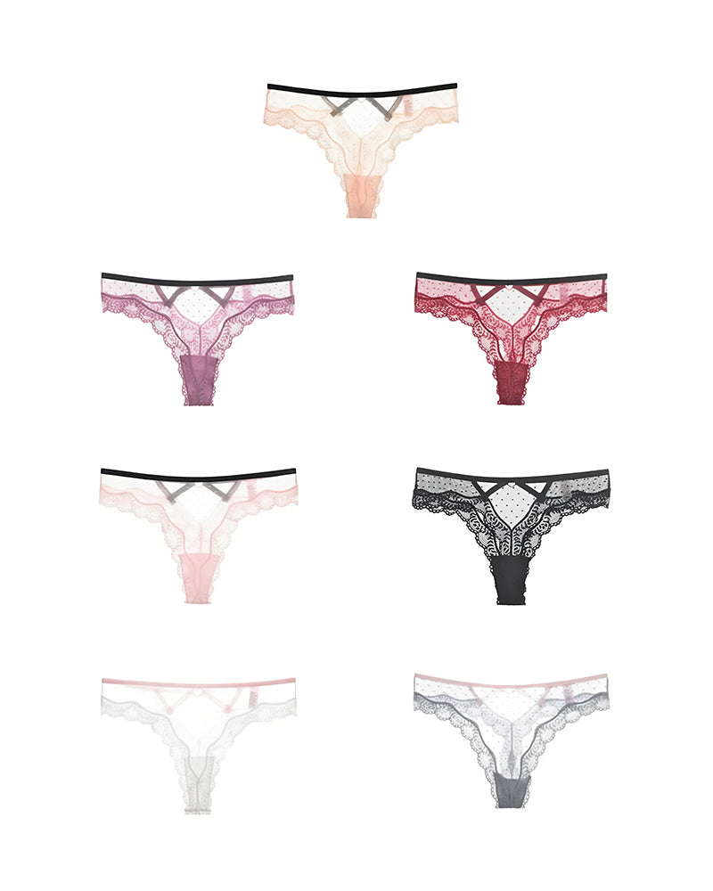 Curvvvy® Sheer Heart Mesh Lace Thong