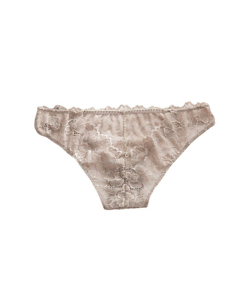 Curvvvy® Low-Rise Rhinestone Chain Sheer Floral Lace Thong Panties