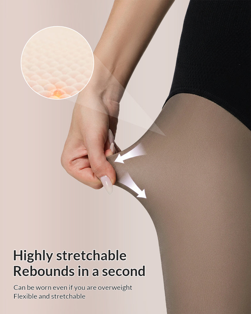 Curvvvy® Semi-Sheer Black High-Waist Shaping Tights – Thin & Fleece-Lined Curvvvy-US