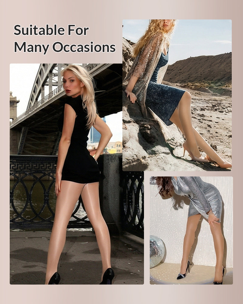 Curvvvy® Ultra Sheer High-Waist Glossy Tights (2 Pack)