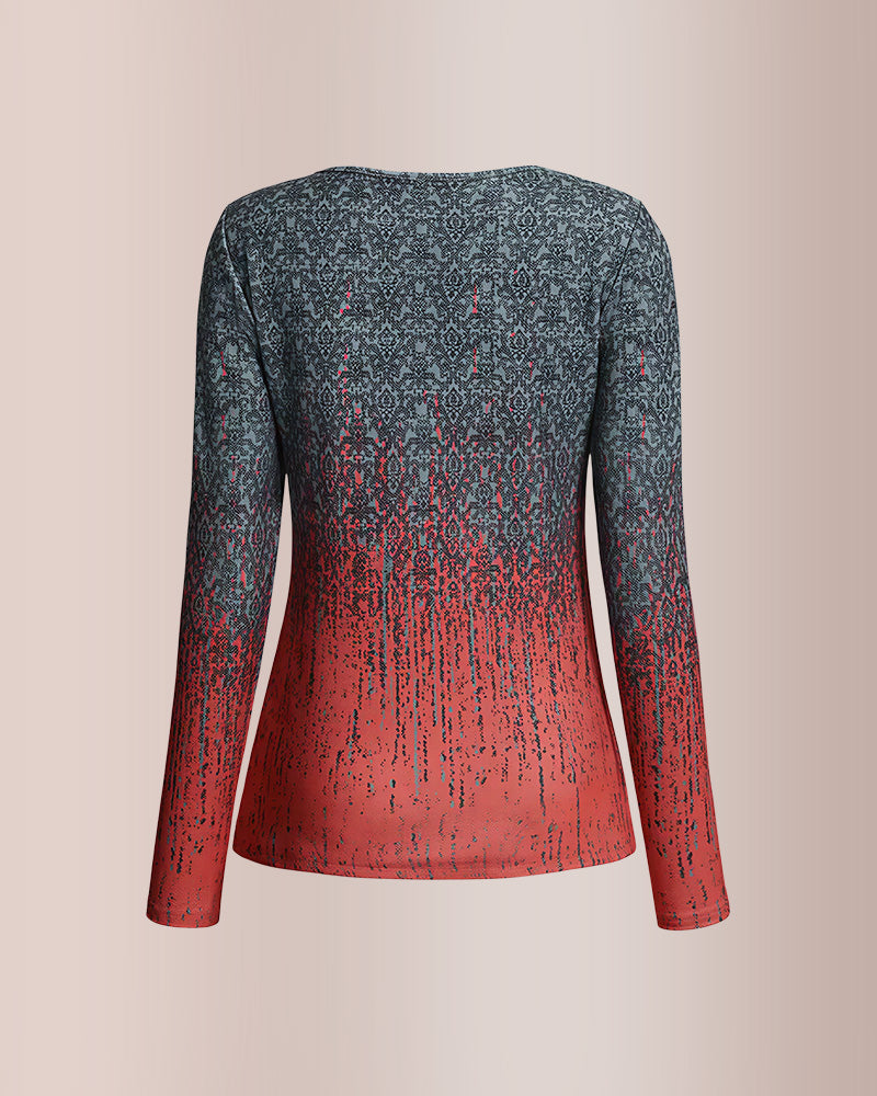 Curvvvy® Colorblock Half Zip Long Sleeve T-Shirt