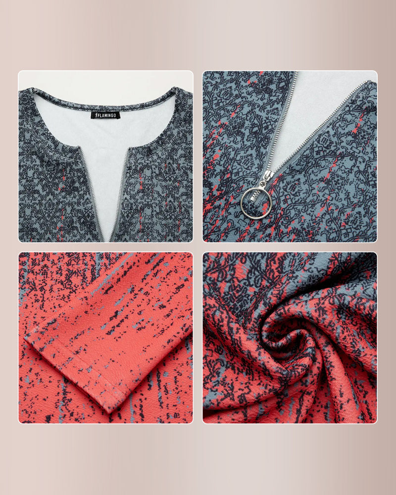 Curvvvy® Colorblock Half Zip Long Sleeve T-Shirt