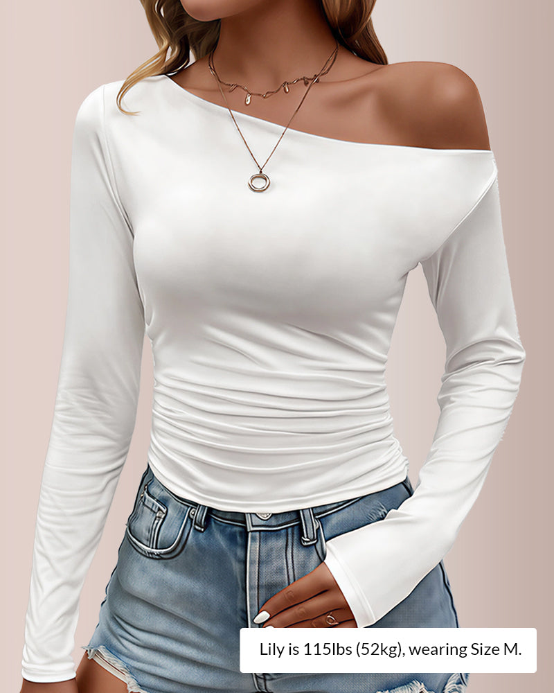 Curvvvy® Women’s Off-Shoulder Long Sleeve Slim-Fit Layering Top