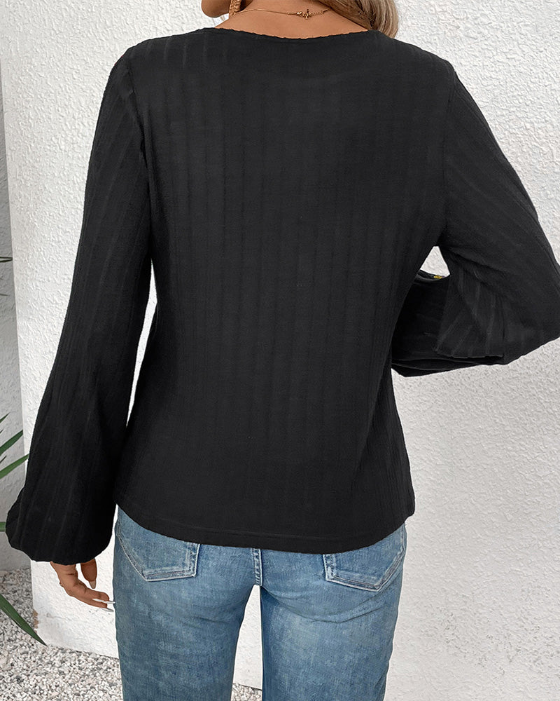 Curvvvy® Crochet Lace Ribbed Knit Top