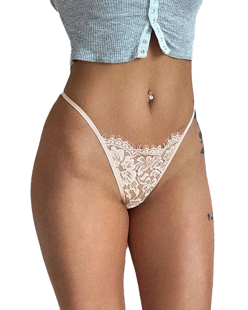 Curvvvy® BlossomLace – Eyelash Lace Strappy Floral Bow Thong curvvvy