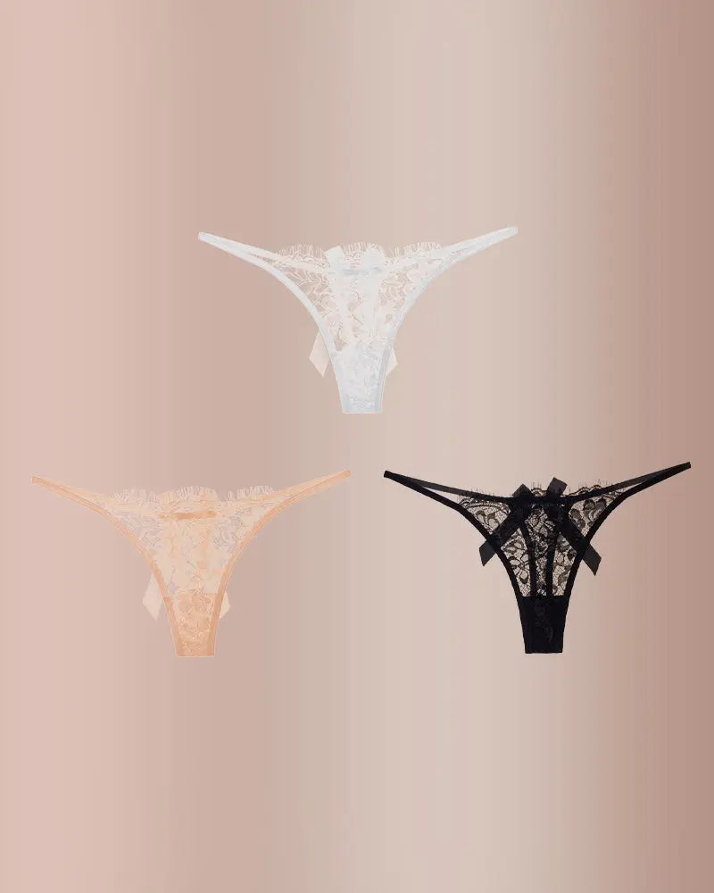 Curvvvy® BlossomLace – Eyelash Lace Strappy Floral Bow Thong curvvvy