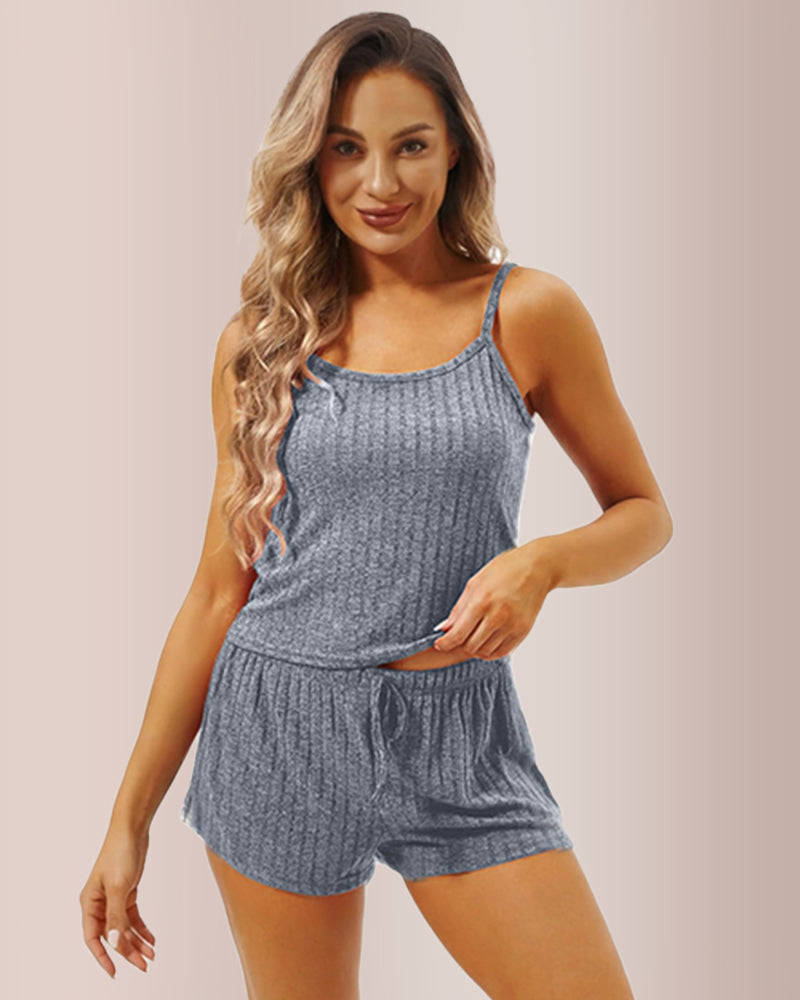 Curvvvy® Ribbed Cami & Shorts Lounge Set