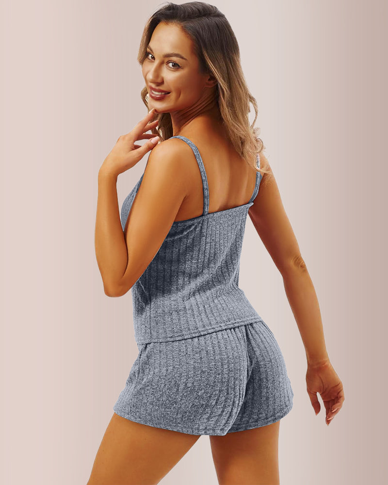 Curvvvy® Ribbed Cami & Shorts Lounge Set