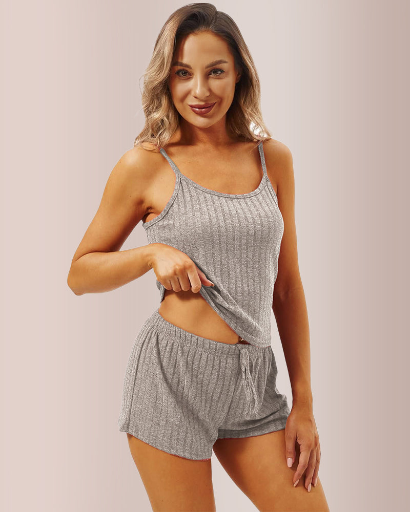 Curvvvy® Ribbed Cami & Shorts Lounge Set