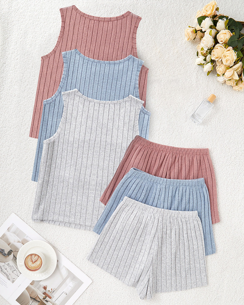 Curvvvy® Ribbed Tank & Shorts Lounge Set
