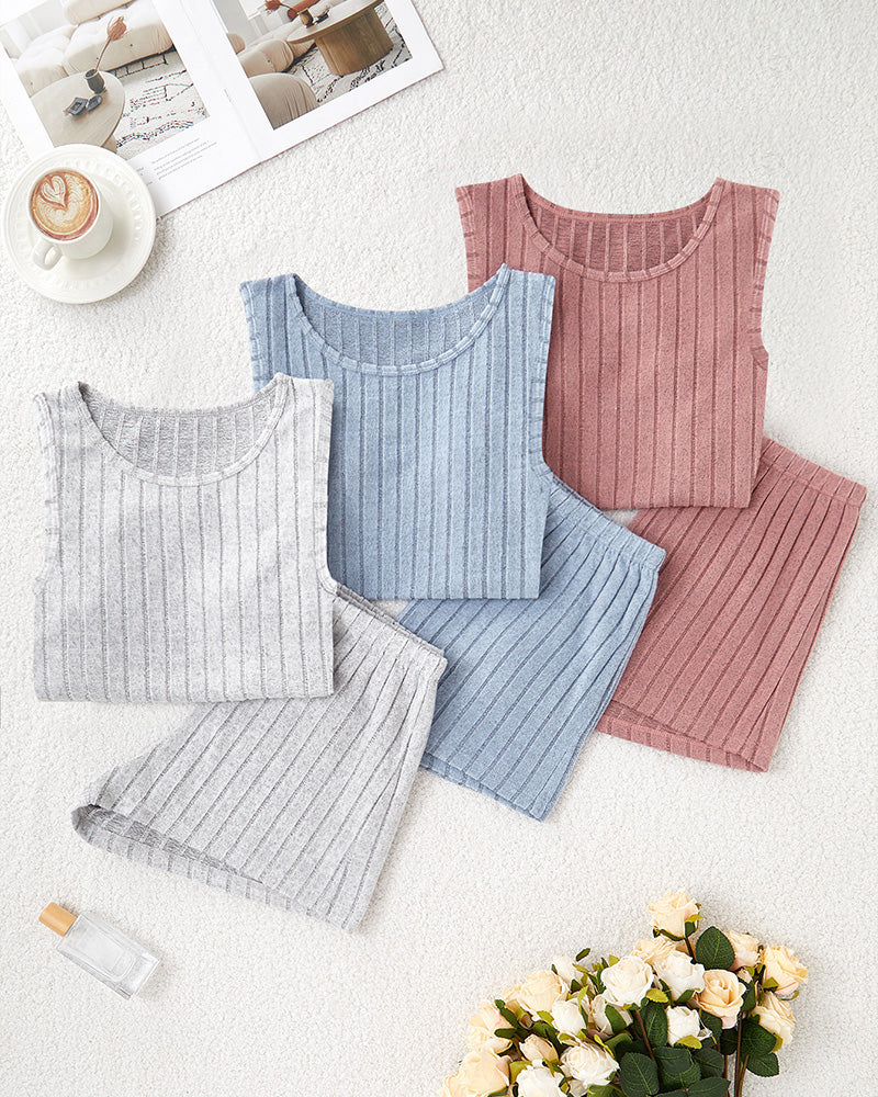 Curvvvy® Ribbed Tank & Shorts Lounge Set