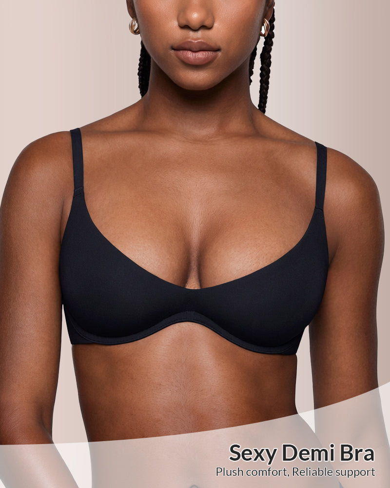 Curvvvy® Unlined Underwire Sexy Demi Balconette Bras Set