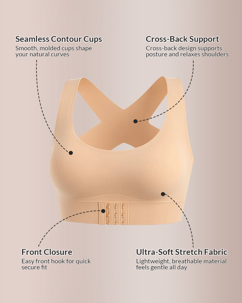 Curvvvy® Front Closure Cross-Back Wireless Posture Bra curvvvy