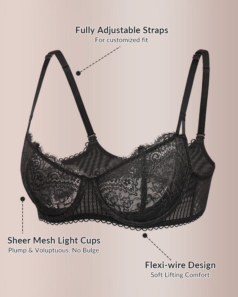 Curvvvy® Sexy Lace Plus Size Balconette Bra