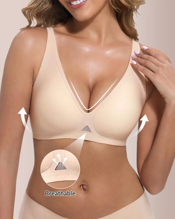 Curvvvy® Seamless Wireless V-Neck Fixed Cup Bra