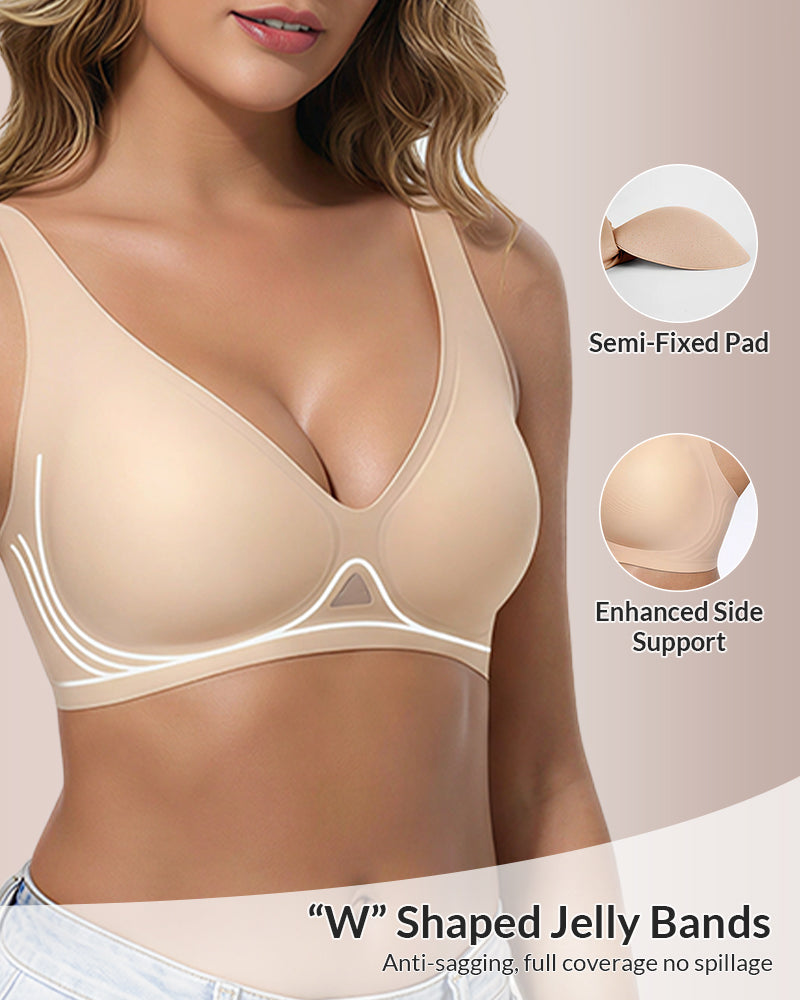 Curvvvy® Seamless Wireless V-Neck Fixed Cup Bra