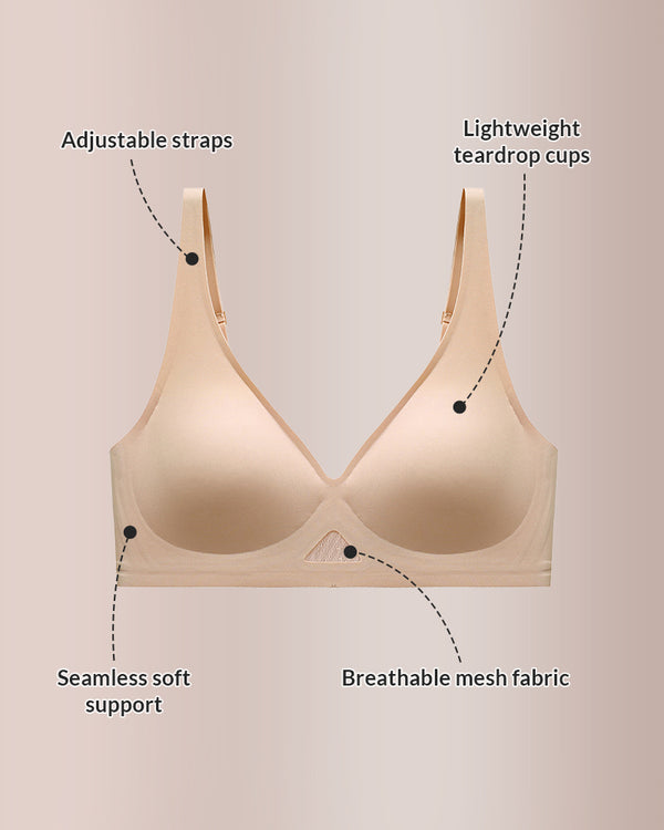 Curvvvy® Seamless Wireless V-Neck Fixed Cup Bra