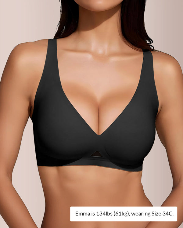 Curvvvy® Seamless Wireless V-Neck Fixed Cup Bra