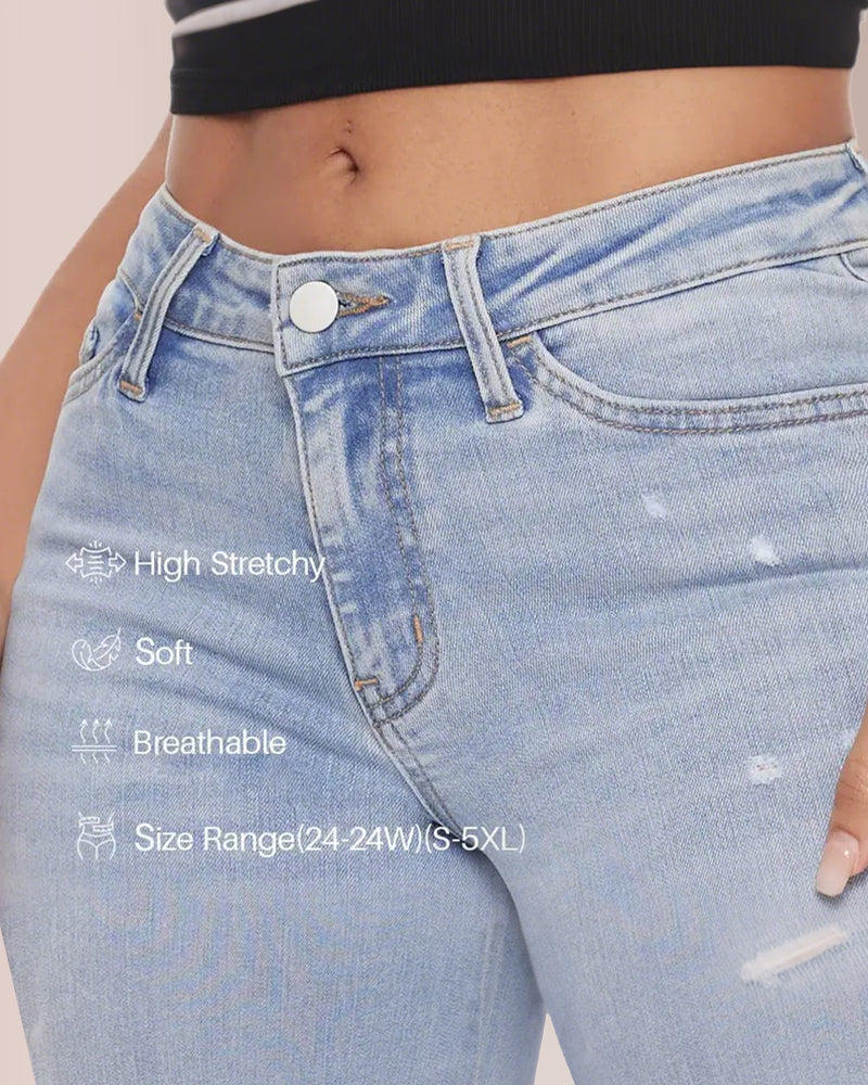 Curvvvy®  Mid-low Rise Baggy Jeans Curvvvy-US