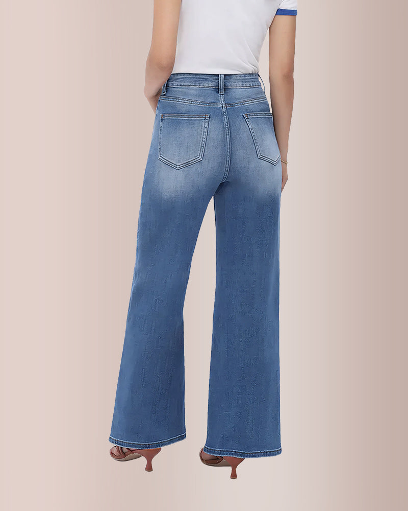 Curvvvy®  Wide Leg High-waisted Stretchy Jeans Curvvvy-US