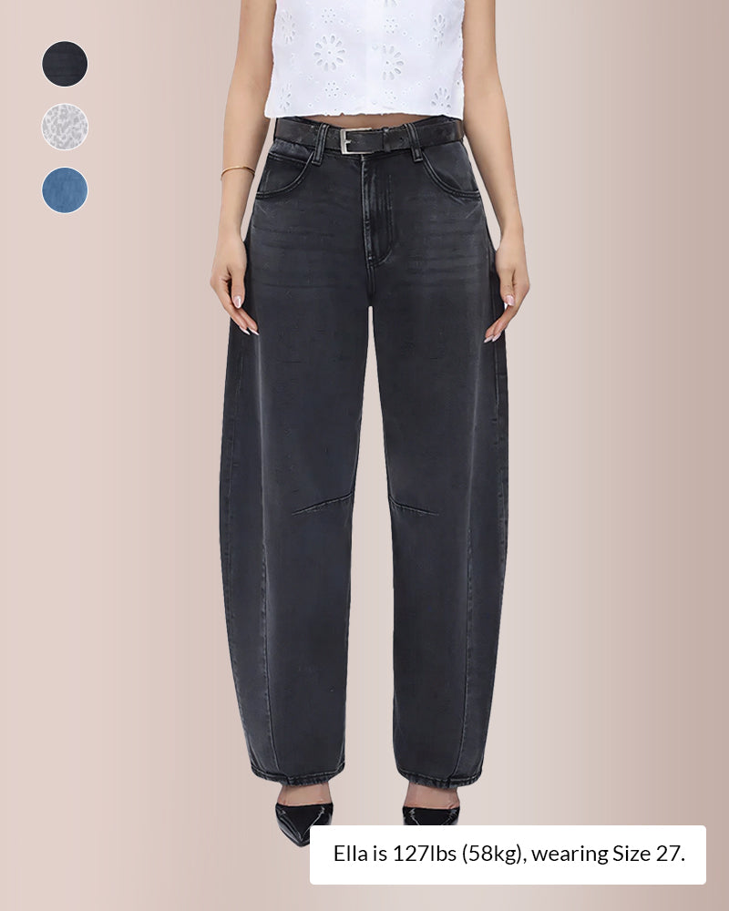 Curvvvy® High Waist Baggy Barrel Leg Jeans Curvvvy-US
