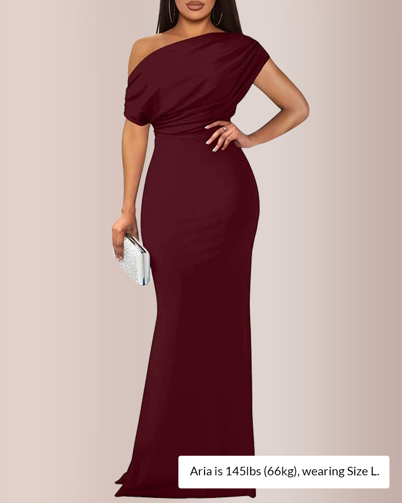 Off Shoulder High Split Bodycon Maxi Dress Curvvvy-US