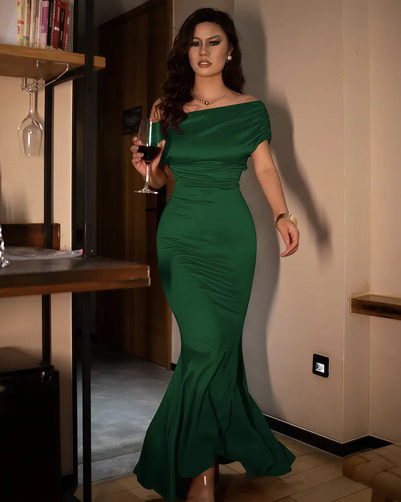 Sleeveless Off Shoulder Bodycon Long  Dress Curvvvy-US