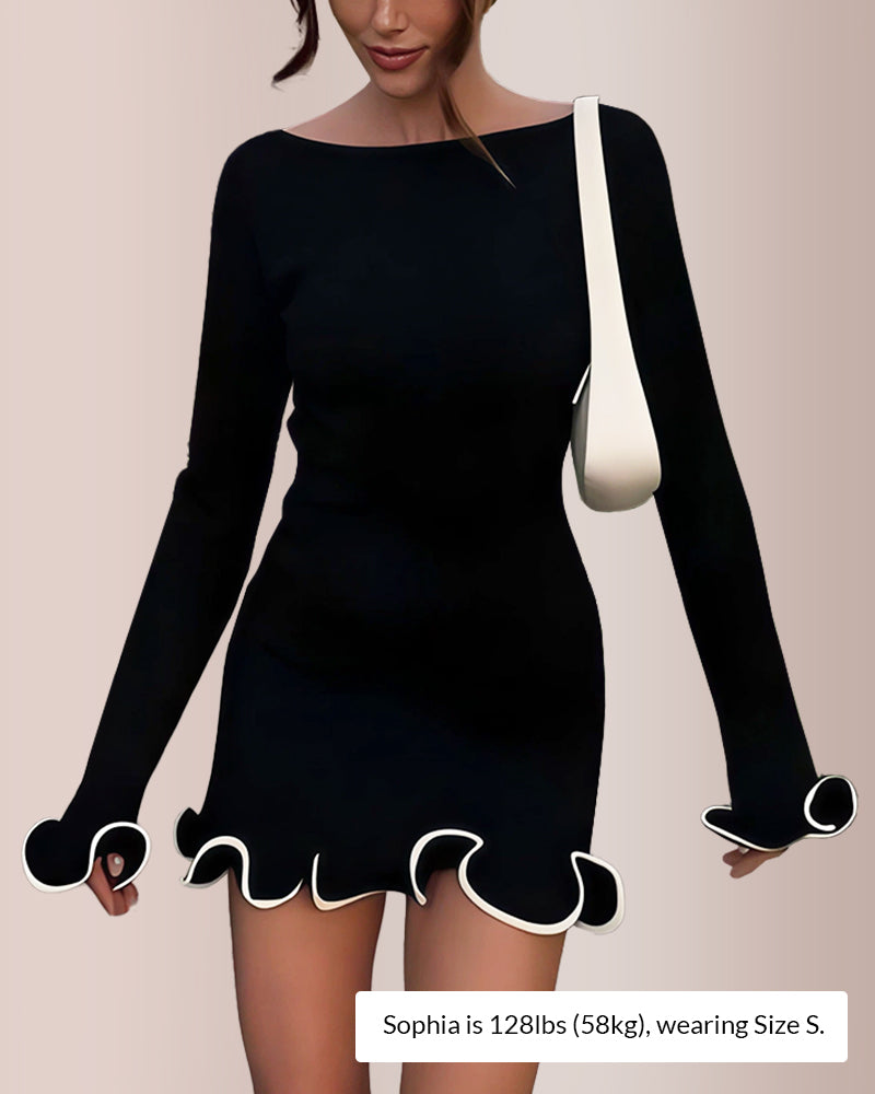 Curvvvy® Women’s Colorblock Wave Hem Knit Dress