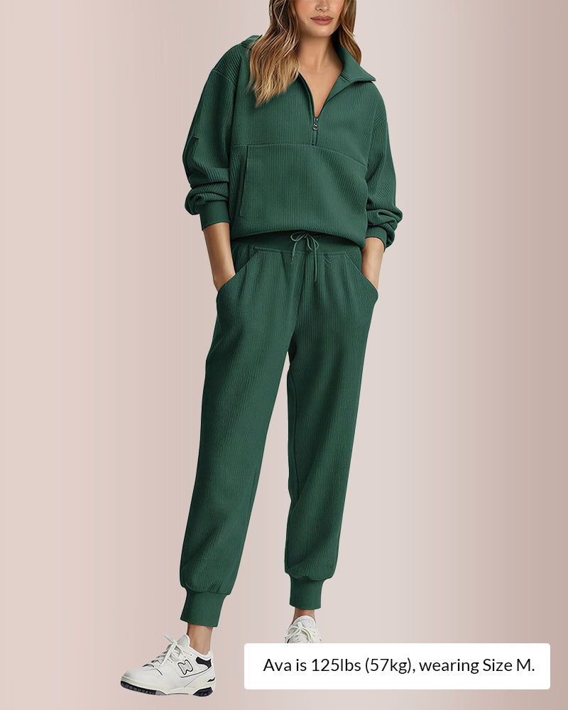 Curvvvy® Women’s Half-Zip Sweatshirt & Jogger Set