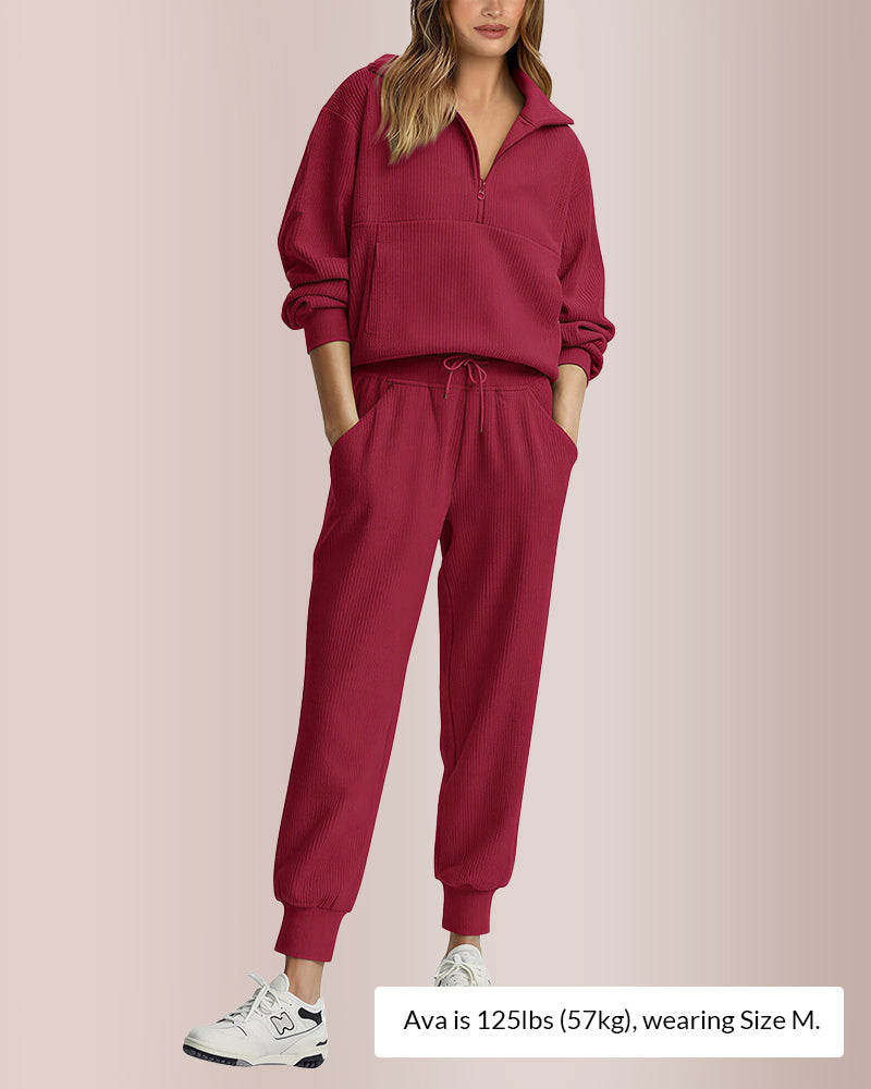 Curvvvy® Women’s Half-Zip Sweatshirt & Jogger Set