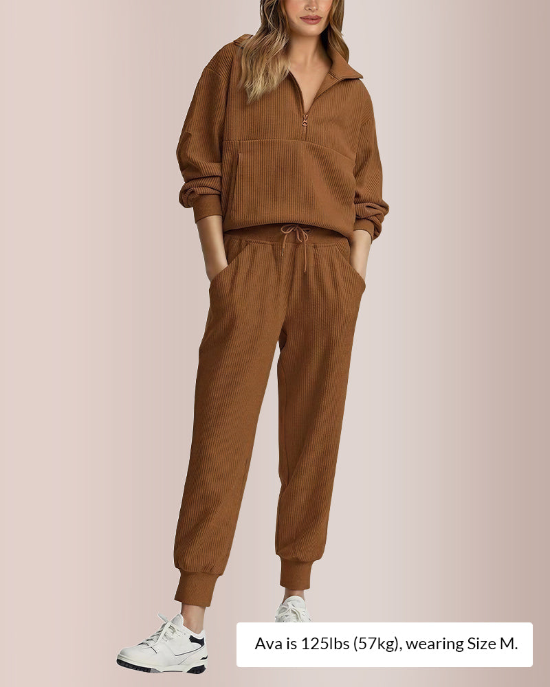Curvvvy® Women’s Half-Zip Sweatshirt & Jogger Set