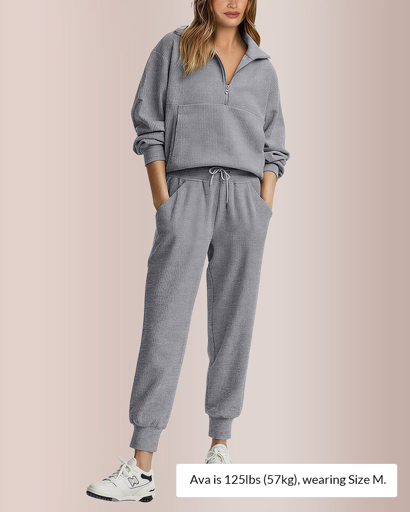 Curvvvy® Women’s Half-Zip Sweatshirt & Jogger Set