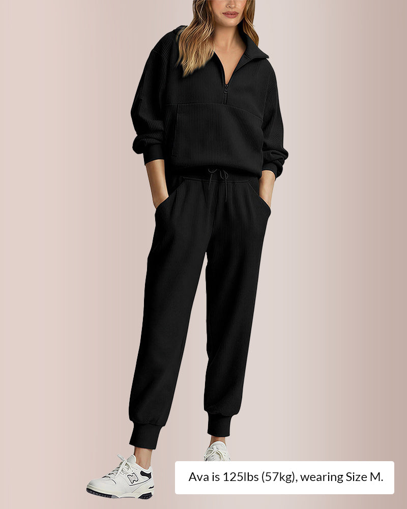 Curvvvy® Women’s Half-Zip Sweatshirt & Jogger Set