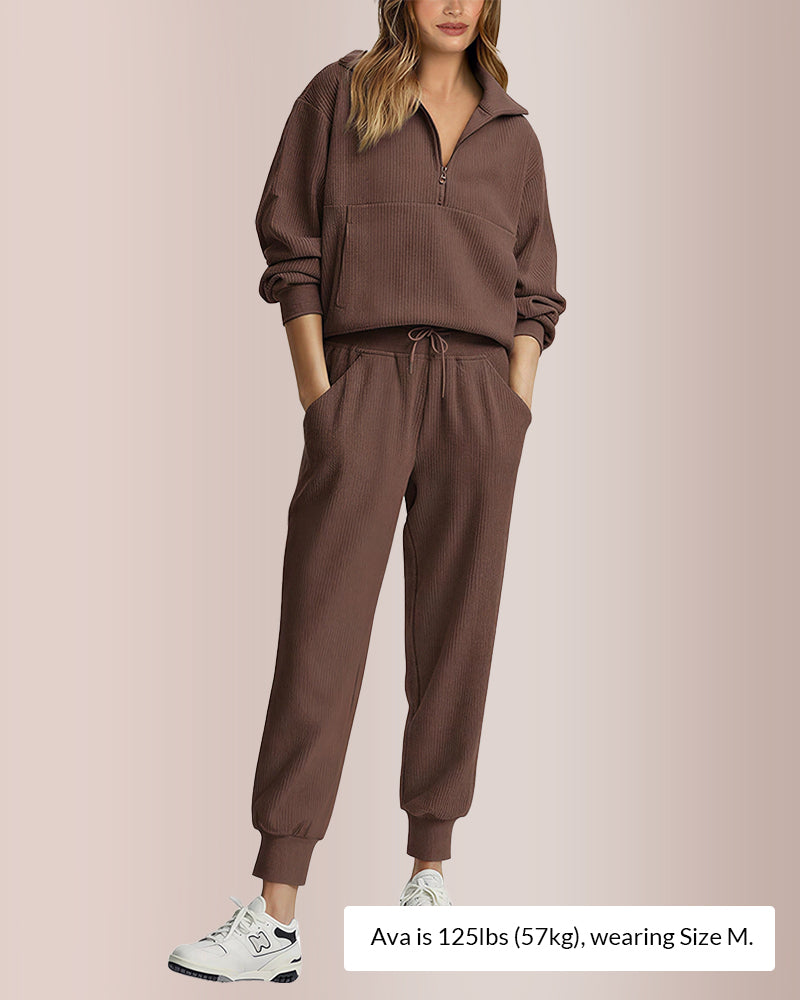 Curvvvy® Women’s Half-Zip Sweatshirt & Jogger Set