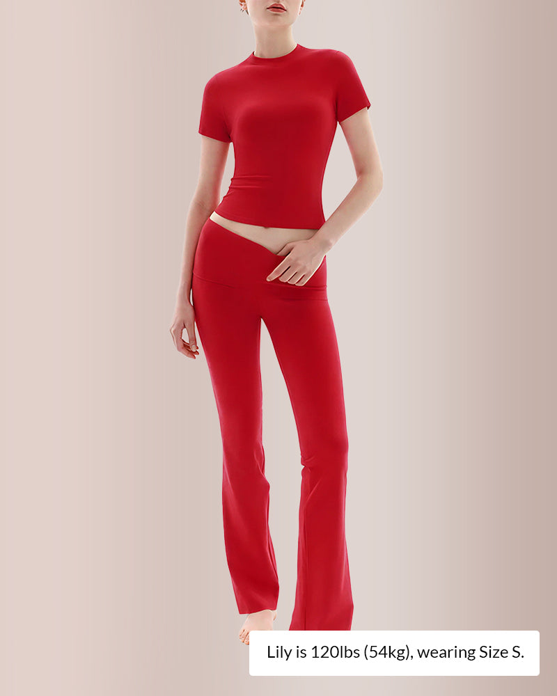 Curvvvy® Women’s Short Sleeve Top & Flare Pant Set