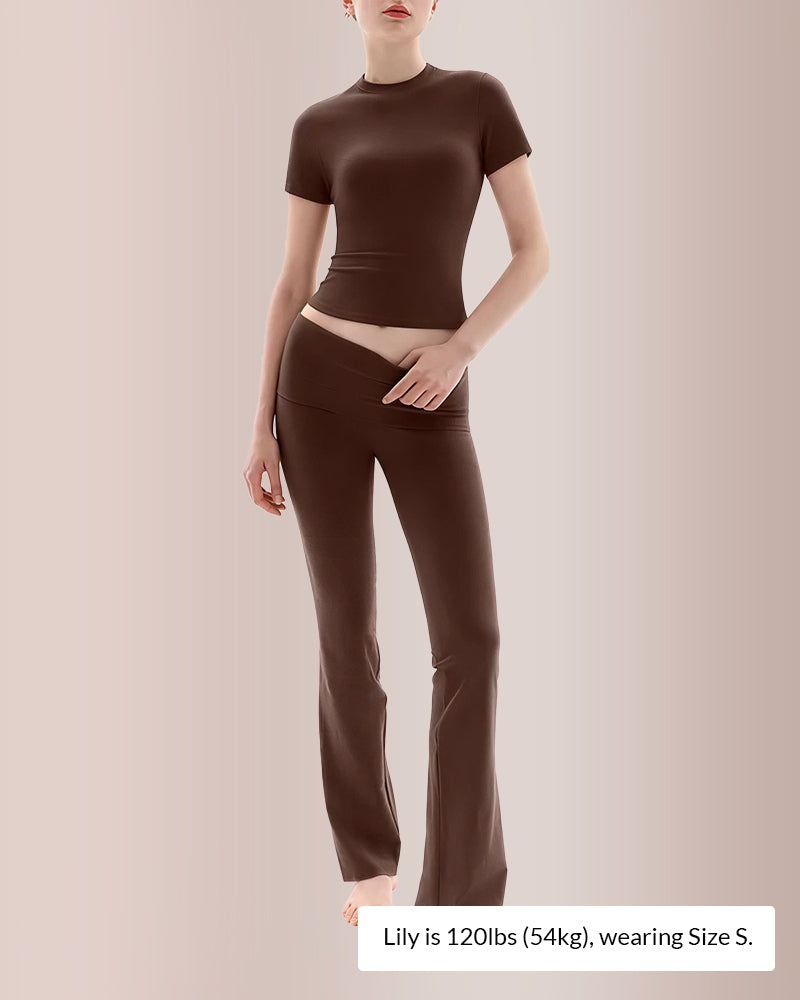 Curvvvy® Women’s Short Sleeve Top & Flare Pant Set